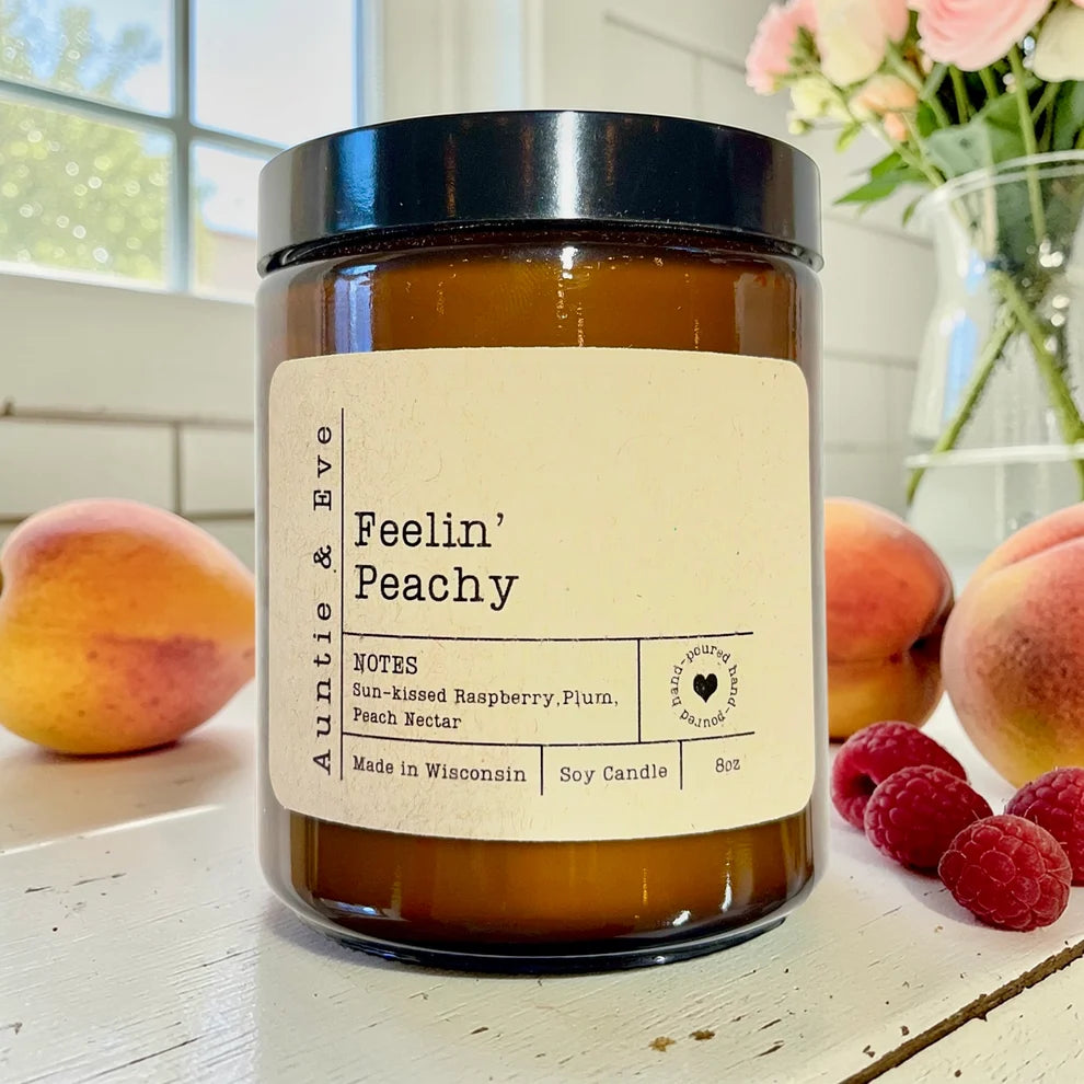 Feelin' Peachy Soy Candle - 8 oz Amber Jar
