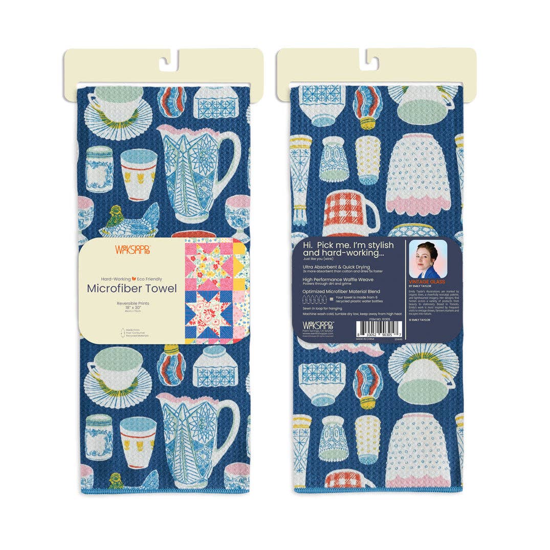 Reversible Microfiber Kitchen Towel – Vintage Glass