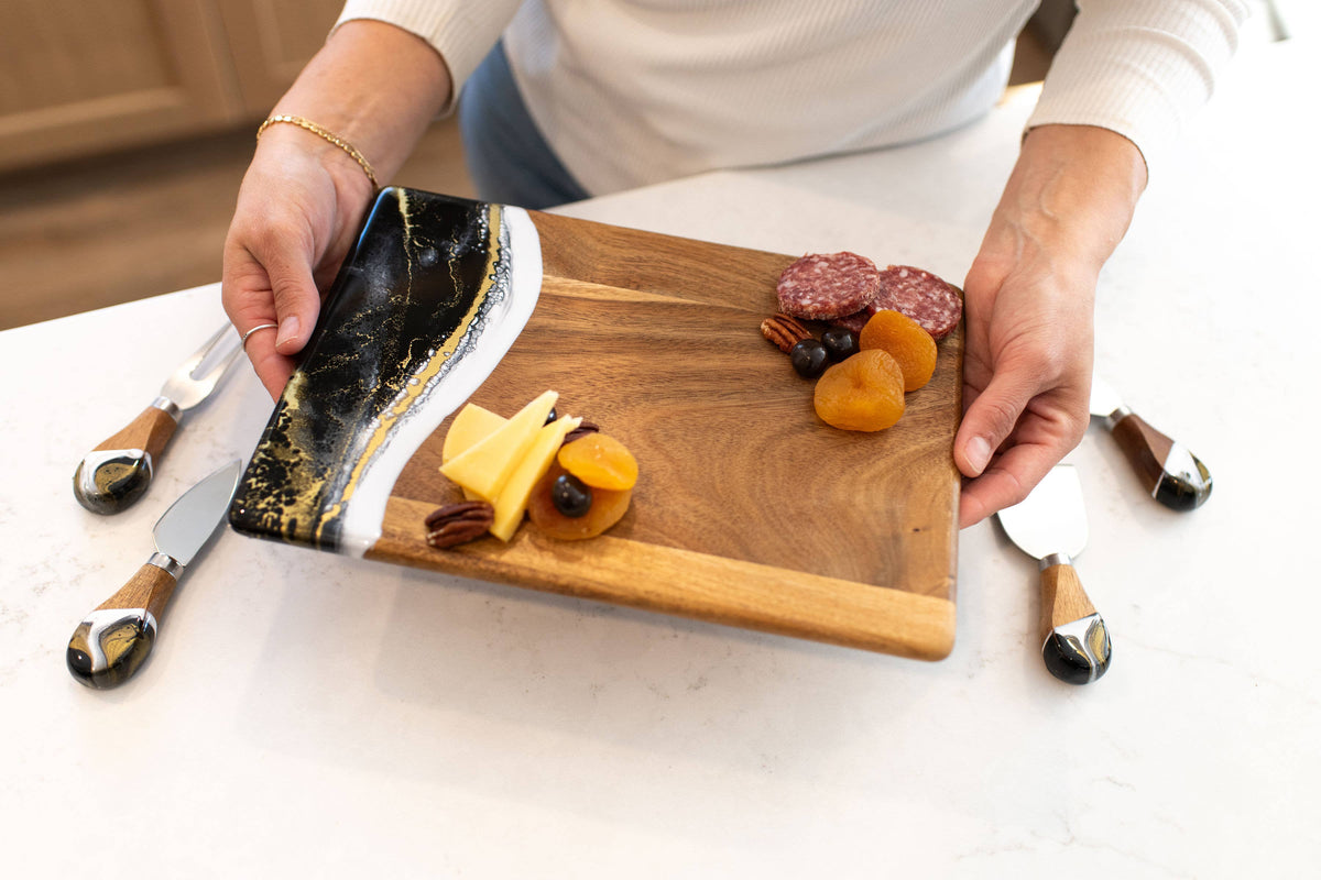 Personalized Wood Resin Date Night Cheese Charcuterie Board - NO TARIFFS! – custom engraved by Silver Squirrel Engraving & Gifts