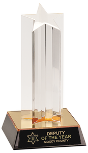 7" Clear Single Star Column Acrylic with Gold/Black Base