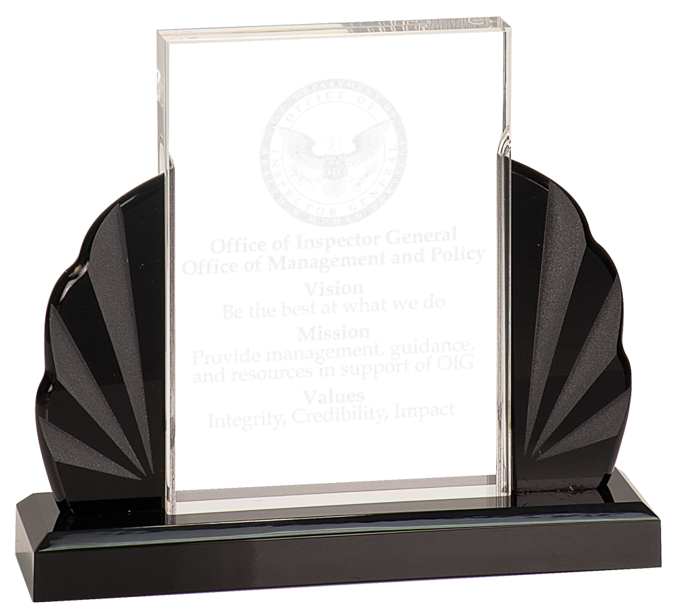 4 x 5 1/2 Clear Rectangular Midnight Acrylic with Wing Base