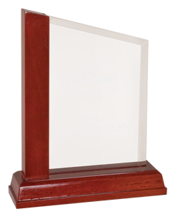 8 inch Clear High Gloss Acrylic Peak with Mahogany Finish Wood Base
