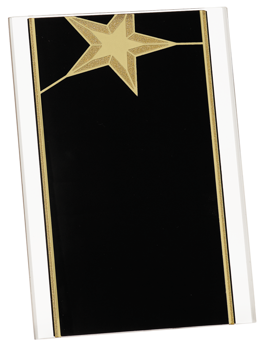 5 x 7 Black/Gold Star Acrylic Stand Up Plaque with Easel