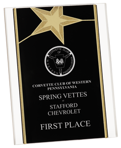 7 x 9 Black/Gold Star Acrylic Stand Up Plaque with Easel