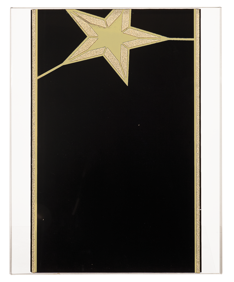 8 x 10 Black/Gold Star Acrylic Plaque with Adhesive Hanger