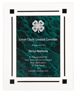 8" x 10" Green Marble Acrylic Clear Plaq