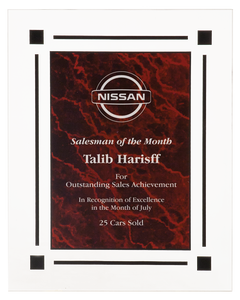 9" x 11" Red Marble Acrylic Clear Plaq