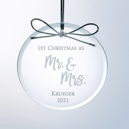 Personalized Starfire Clear Glass Ornament {1st Christmas as Mr & Mrs}