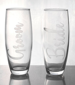 Personalized Bride & Groom Champagne/Shot Glass Set