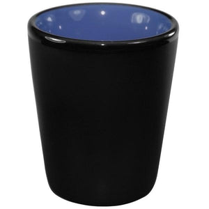 Ceramic Matte Black Shot Glass with Colorful Interior {Police Thin Blue Line Flag}