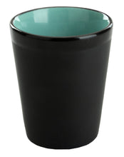 Load image into Gallery viewer, Ceramic Matte Black Shot Glass with Colorful Interior {Police Thin Blue Line Flag}