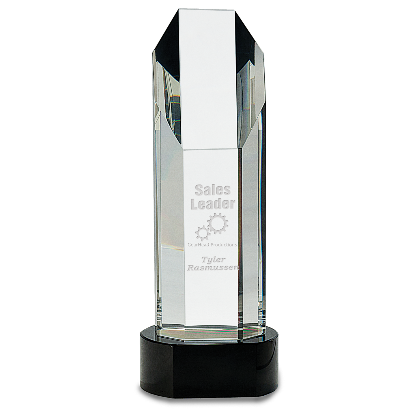 10 3/4" Octagon Slant-Top Crystal on Black Pedestal Base