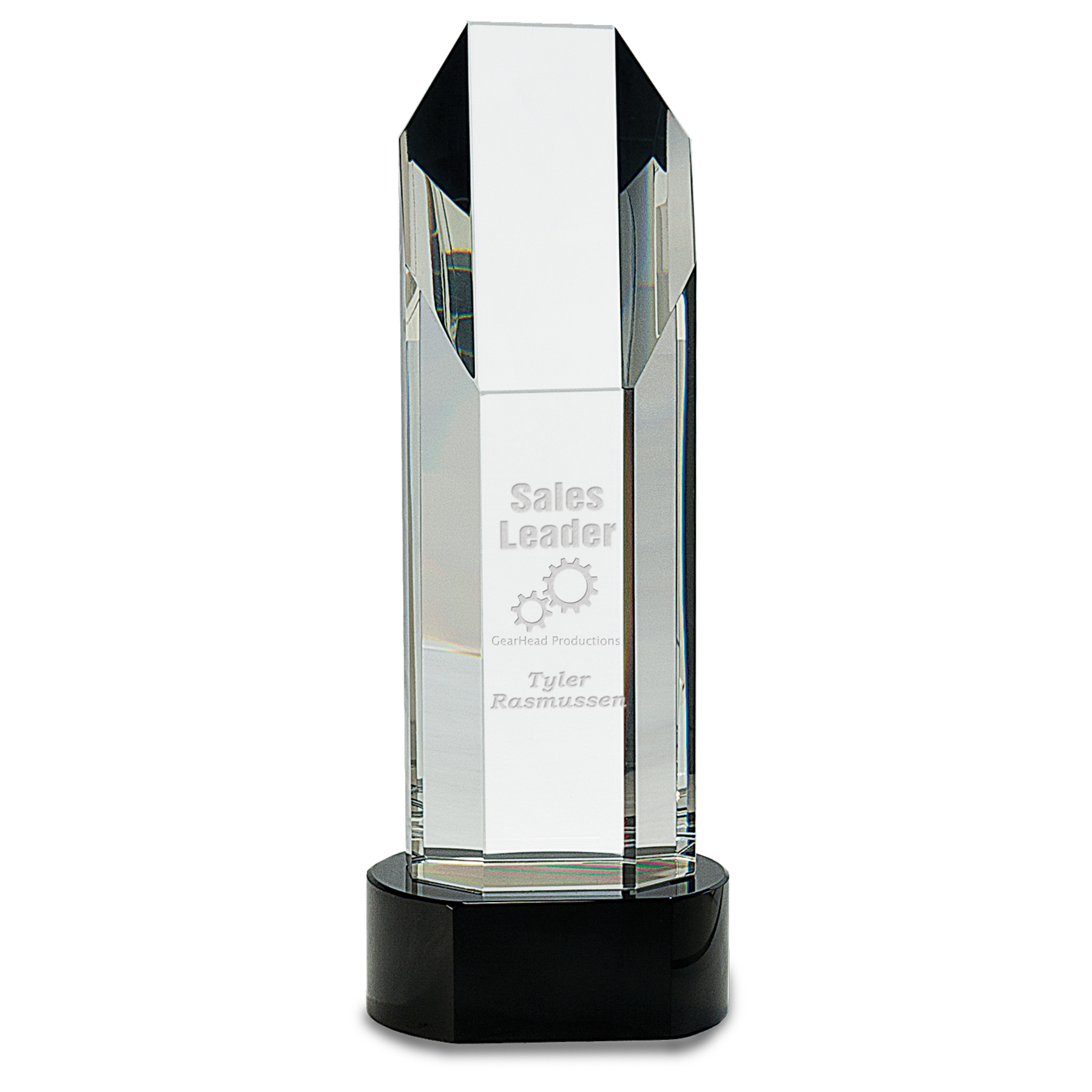 10 3/4" Octagon Slant-Top Crystal on Black Pedestal Base