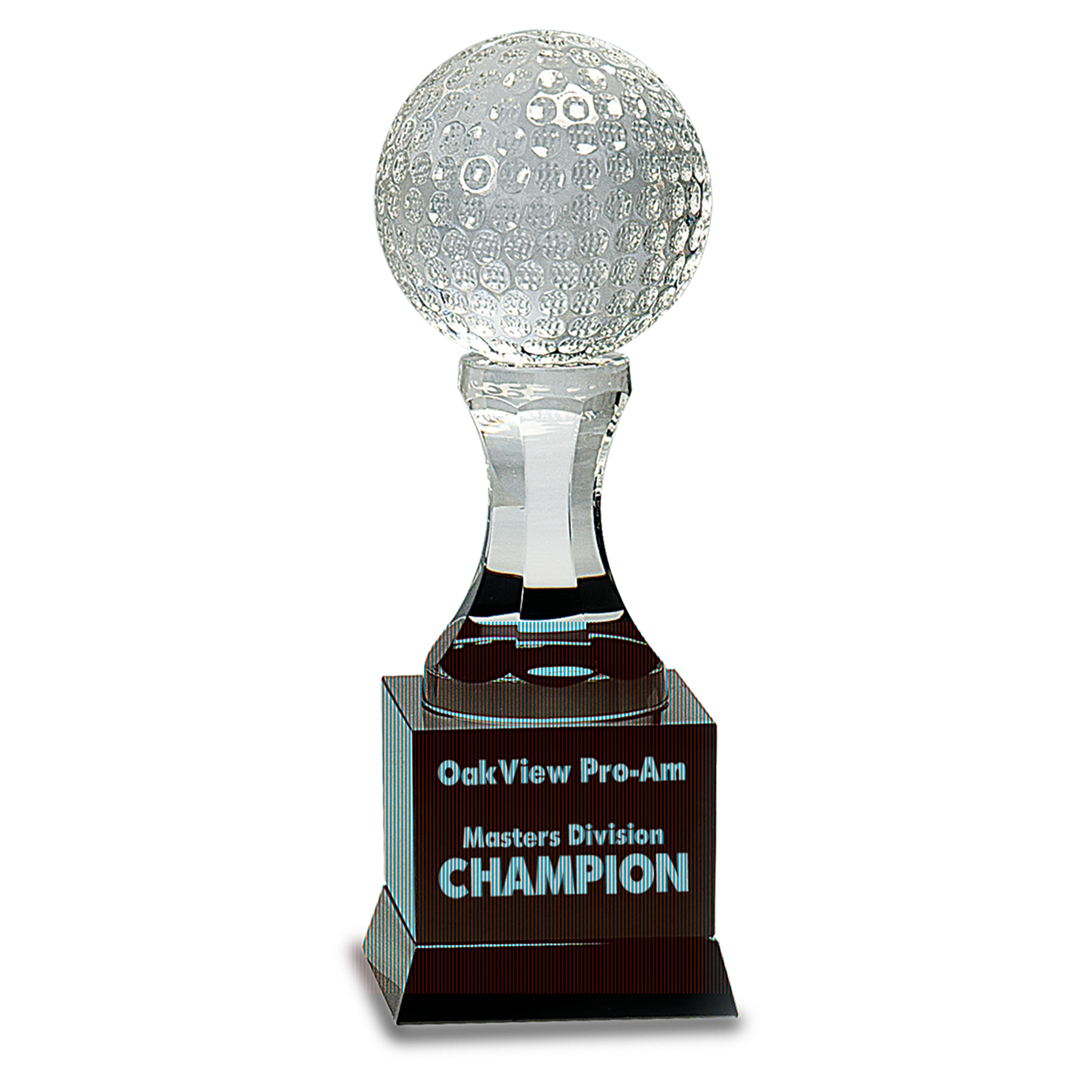 9" Crystal Golf Ball on Black Pedestal Base