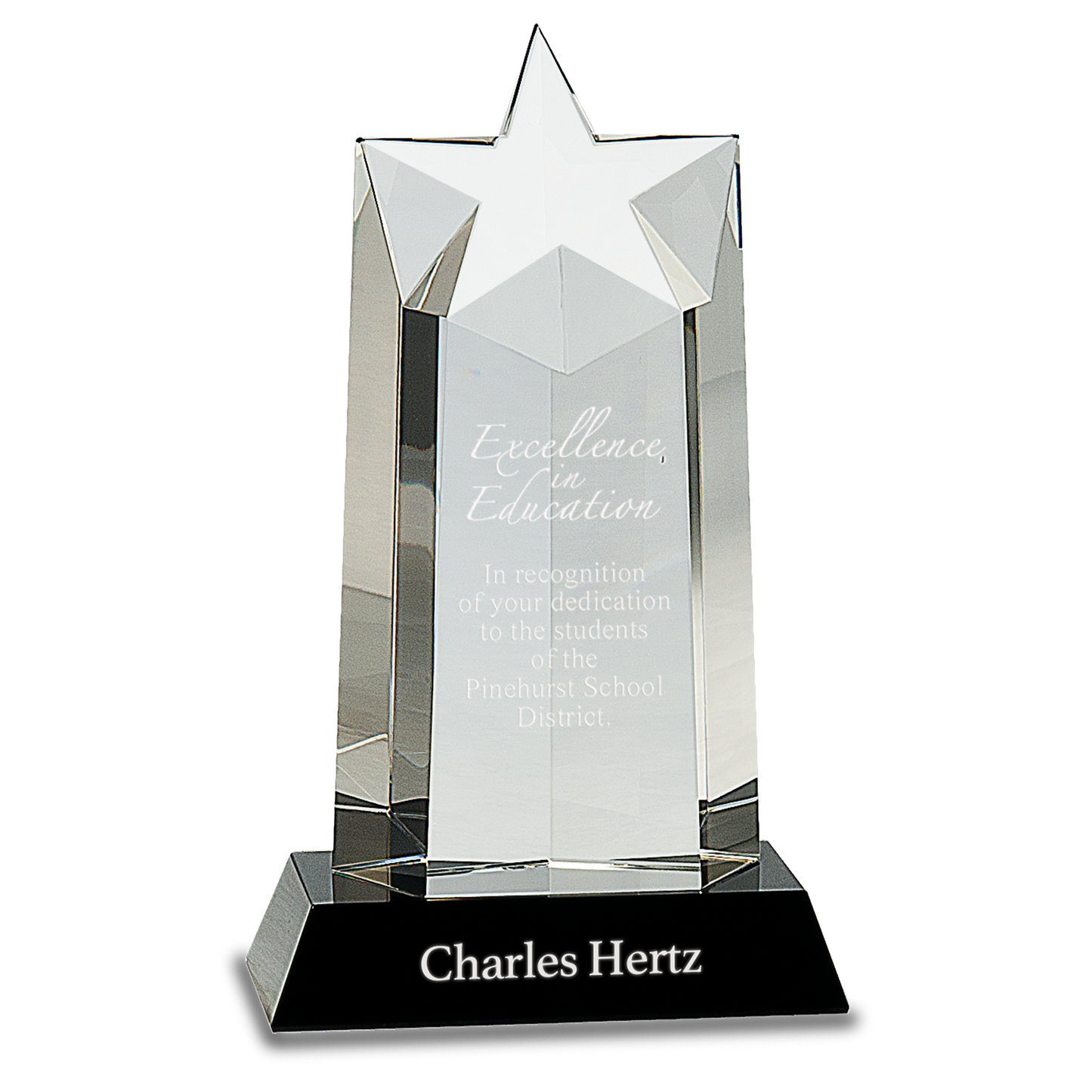 9 1/4" Crystal Star Column on Black Pedestal Base
