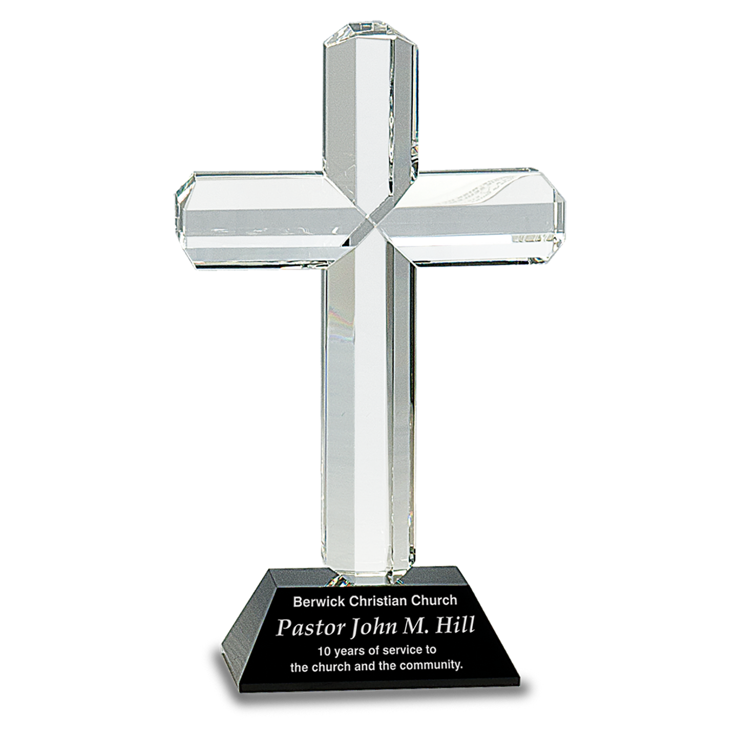 8 1/2" Crystal Cross on Black Pedestal Base