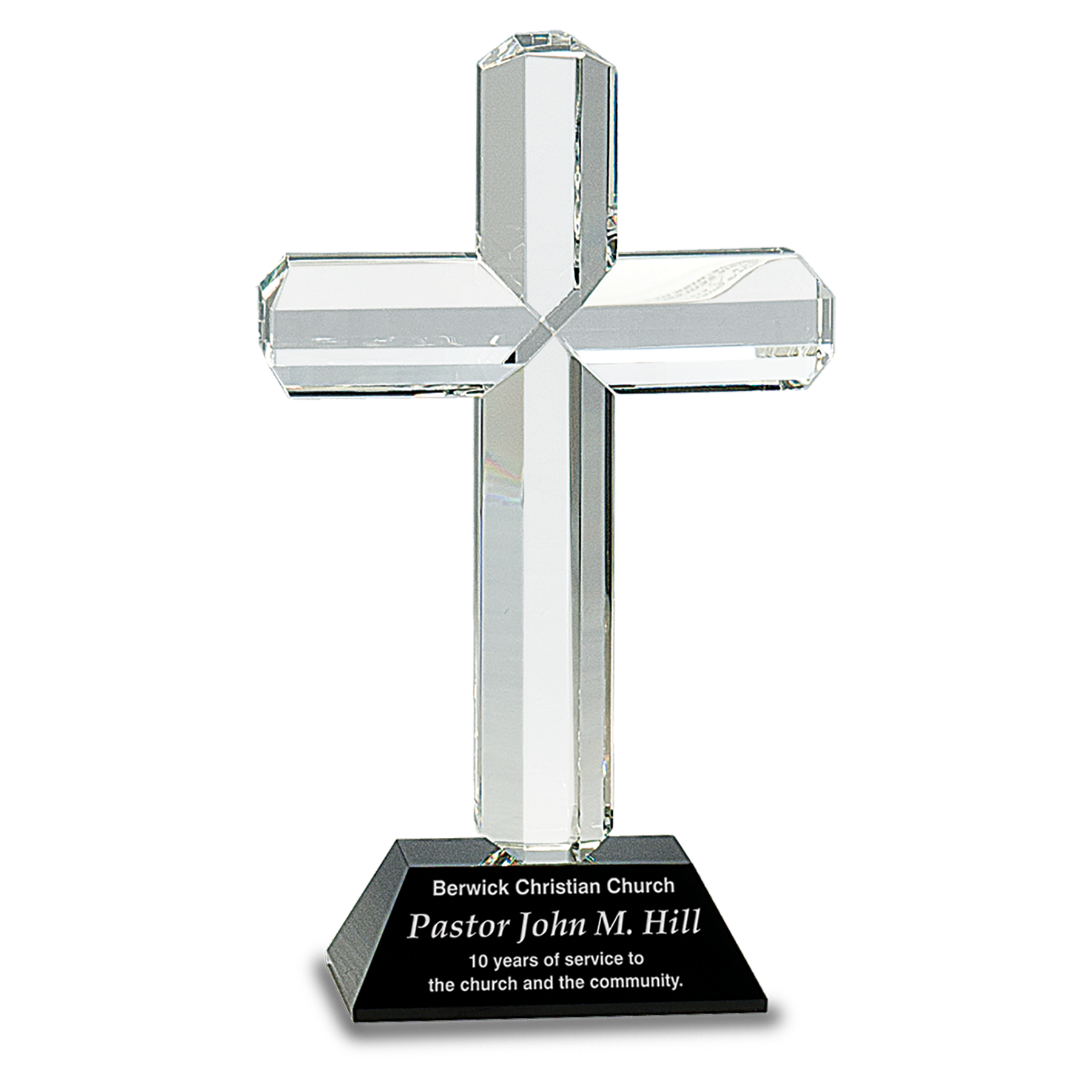 8 1/2" Crystal Cross on Black Pedestal Base