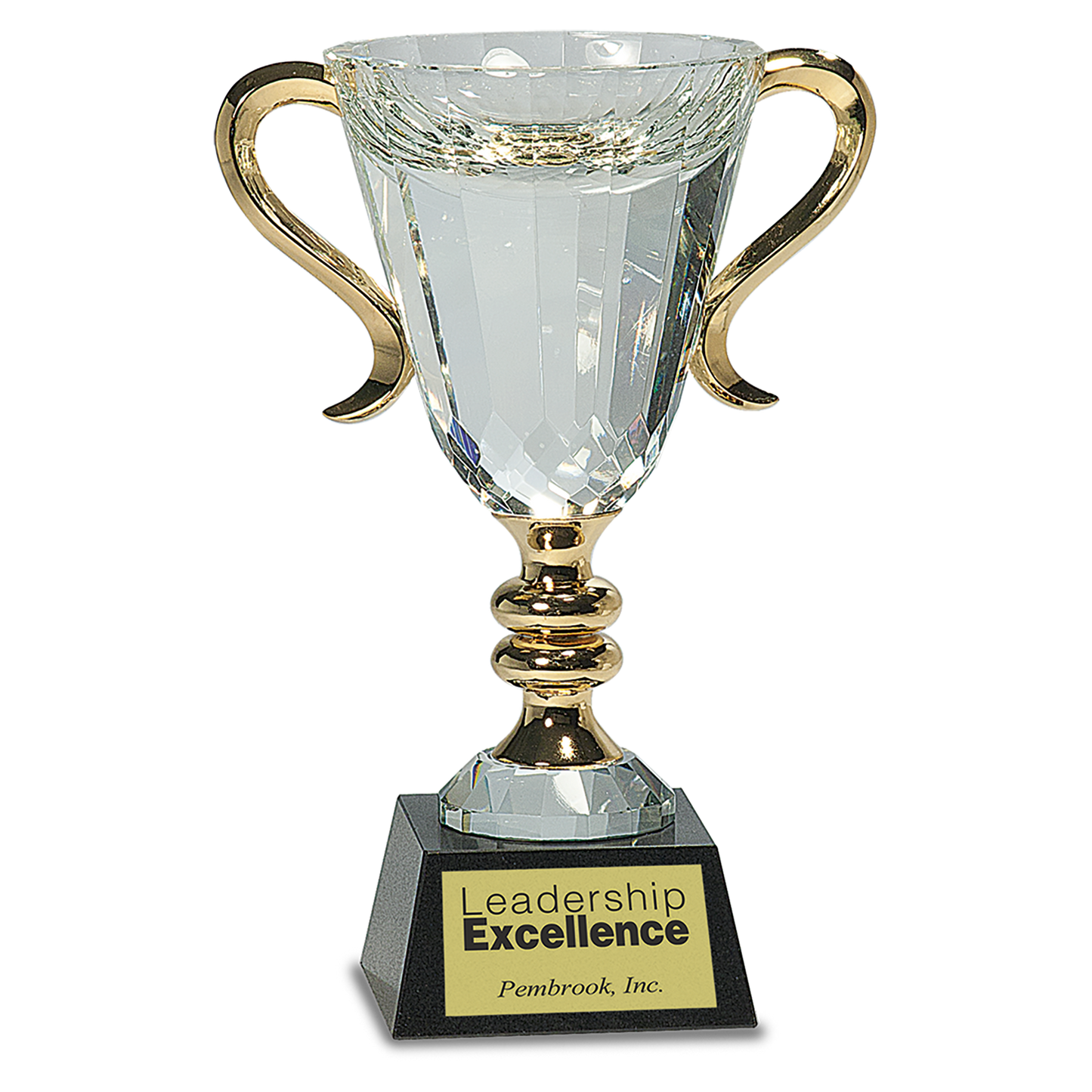 8 1/2" Crystal Cup with Gold Handles and Stem