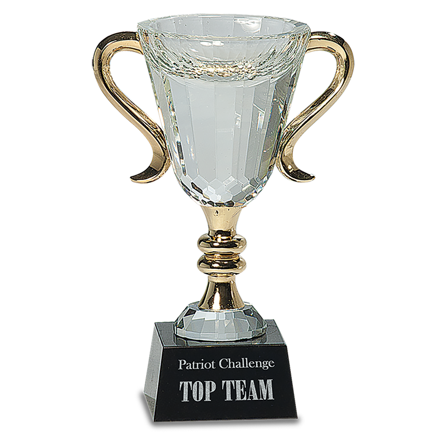7 1/4" Crystal Cup with Gold Handles and Stem