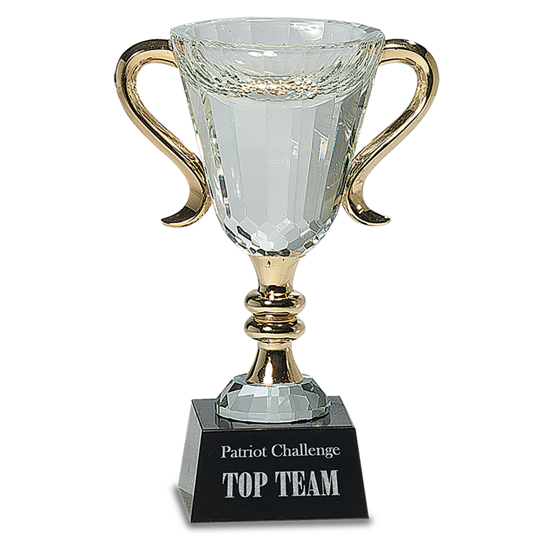 7 1/4" Crystal Cup with Gold Handles and Stem
