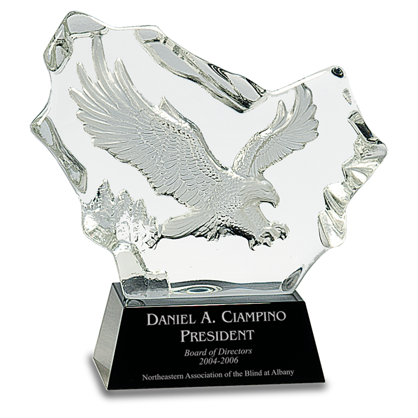 7" Crystal Carved Eagle on Black Base