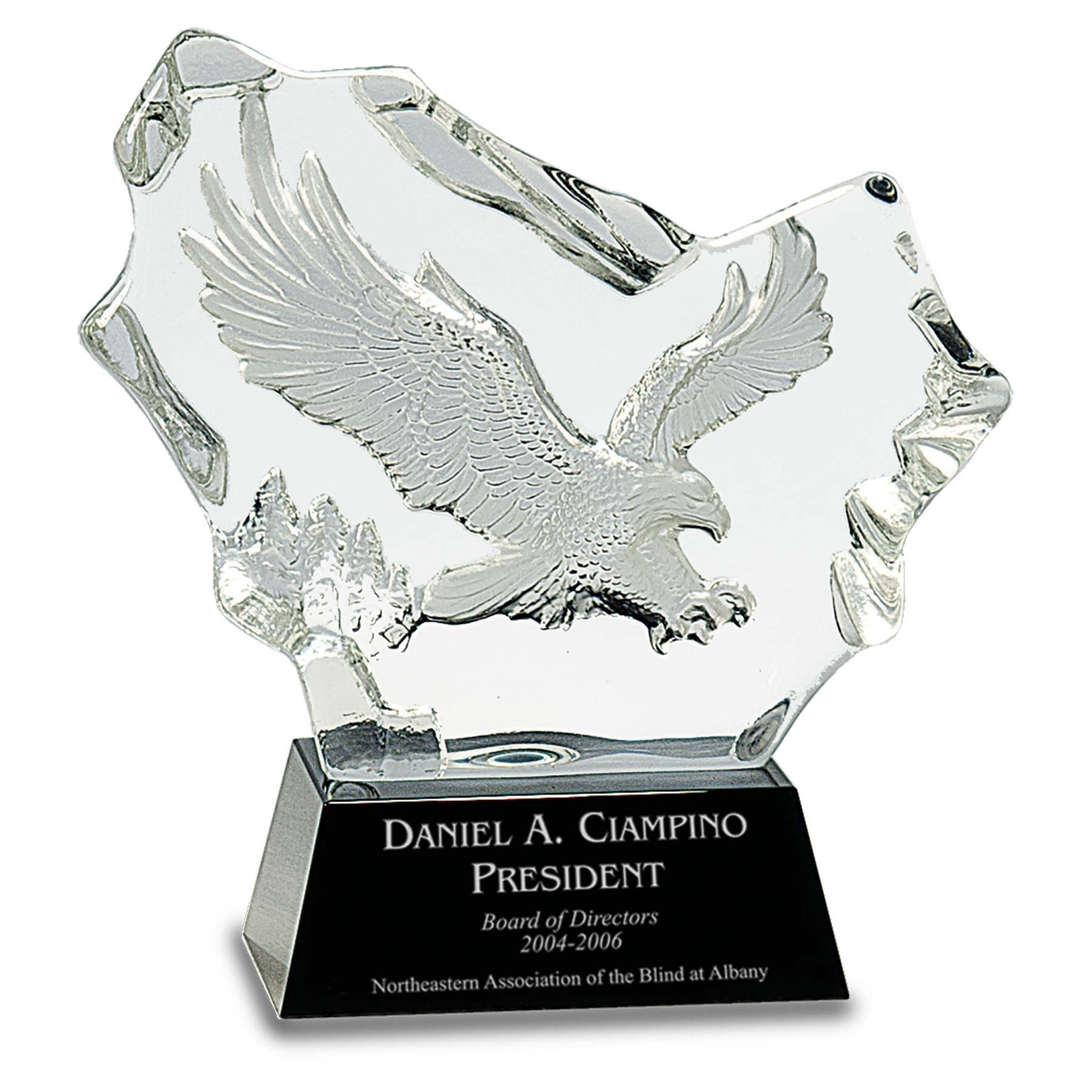 7" Crystal Carved Eagle on Black Base
