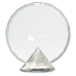 7 1/2" Clear Round Crystal on Clear Diamond Base