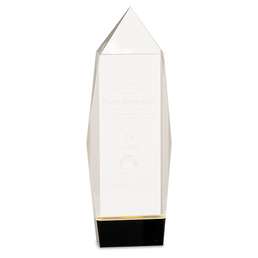 10" Clear Crystal Facet Rectangle on Black Base