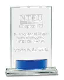 8 1/2" Crystal Rectangle with Blue Accent