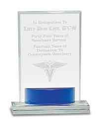 7 3/4" Crystal Rectangle with Blue Accent