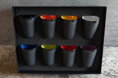Ceramic Matte Black Shot Glass with Colorful Interior {SET}