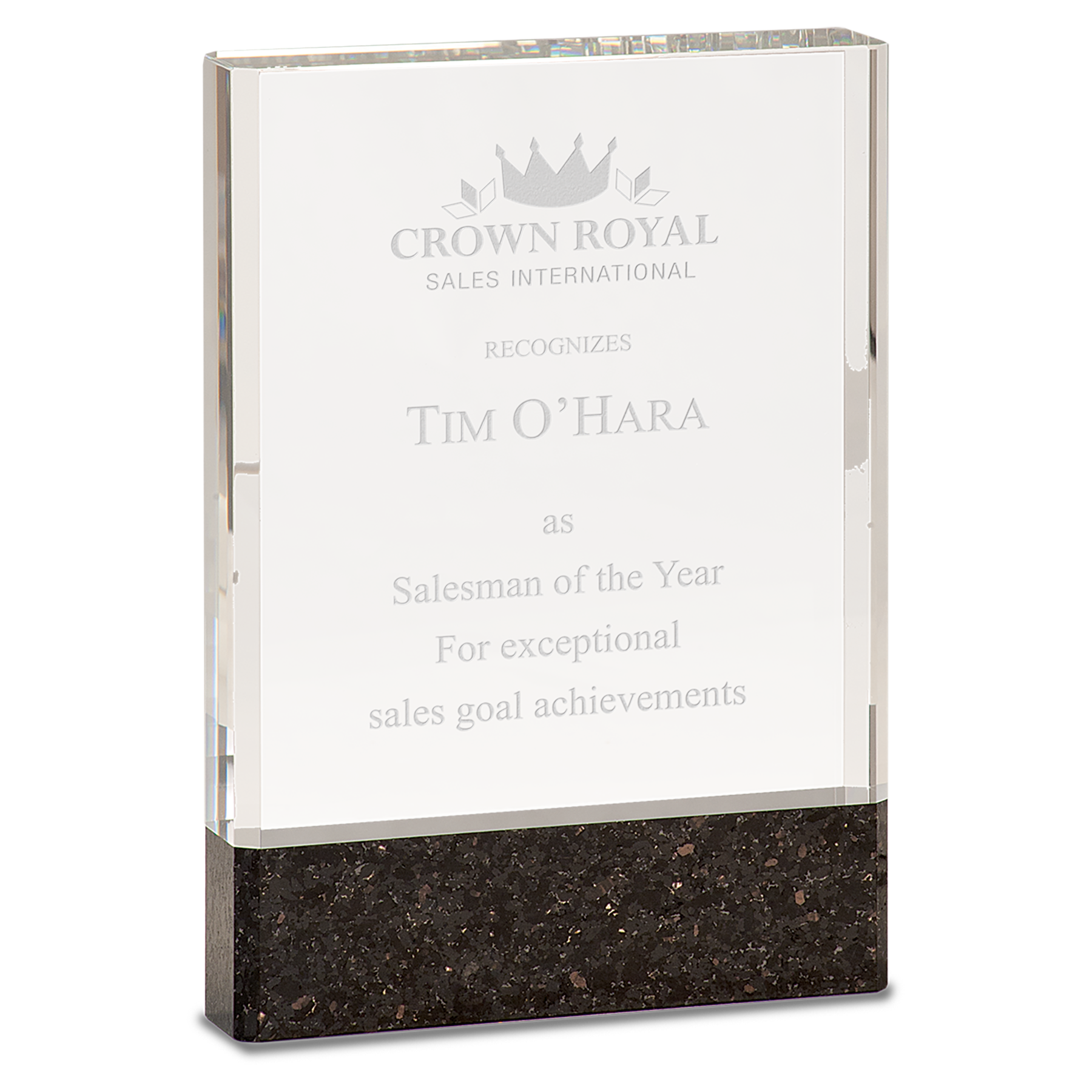 5" x 7" Clear Fusion Crystal Award with Genuine Black Marble