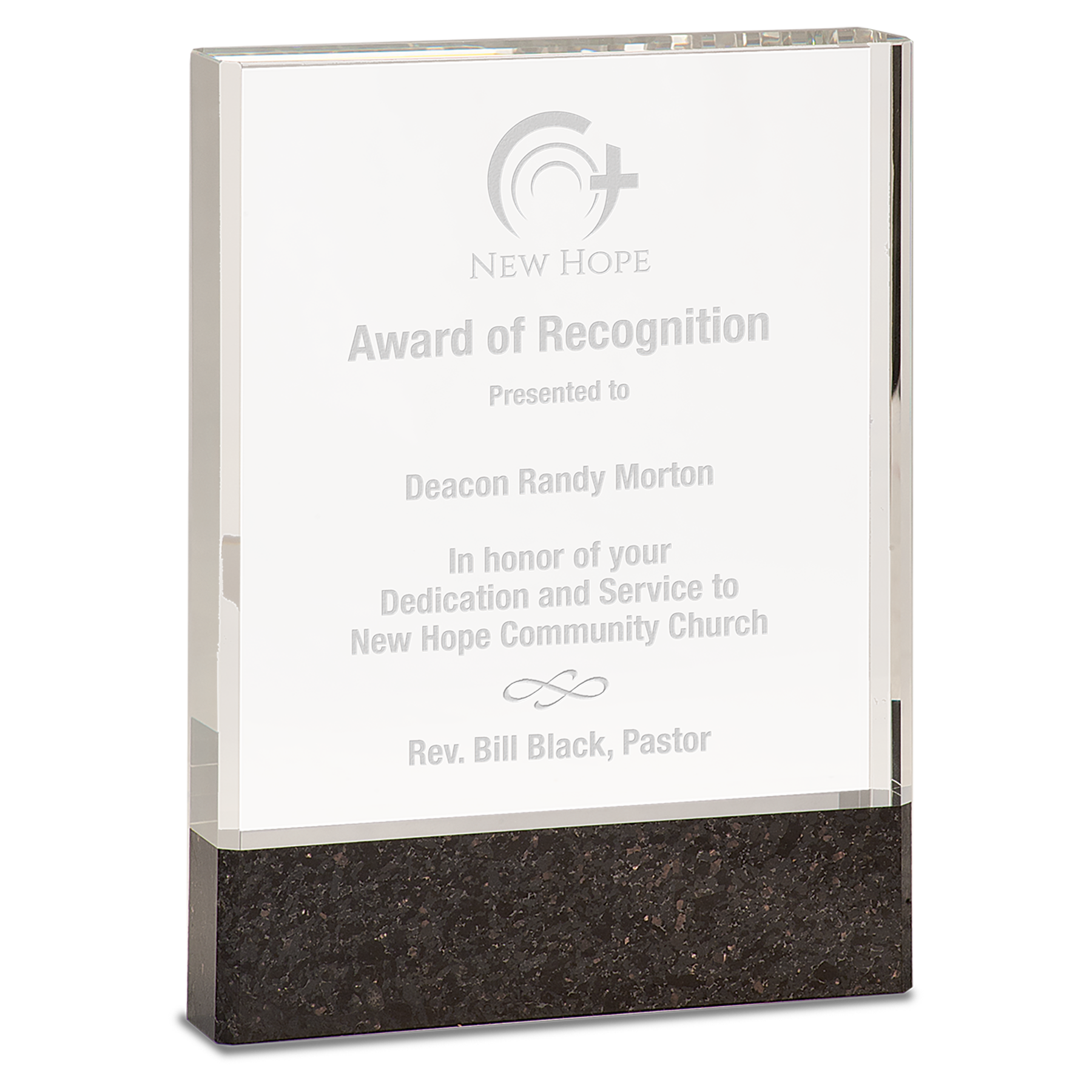 6" x 8" Clear Fusion Crystal Award with Genuine Black Marble