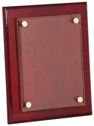 8" x 10" Rosewood Piano Finish Floating Glass Plaque