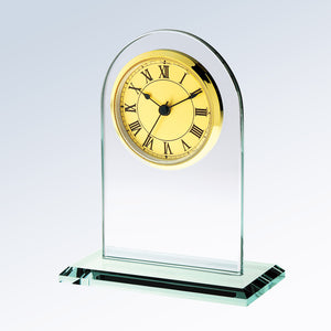 Jade Glass Arch Clock-Gold Roman
