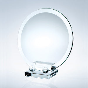 Beveled Round Plate W/ Crystal Holder Base - Small