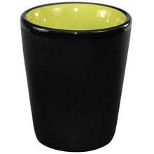 Load image into Gallery viewer, Ceramic Matte Black Shot Glass with Colorful Interior {Police Thin Blue Line Flag}