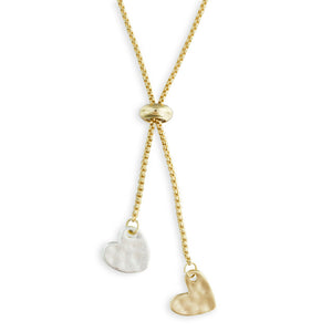 Lariat Charm Necklace {Double Heart}