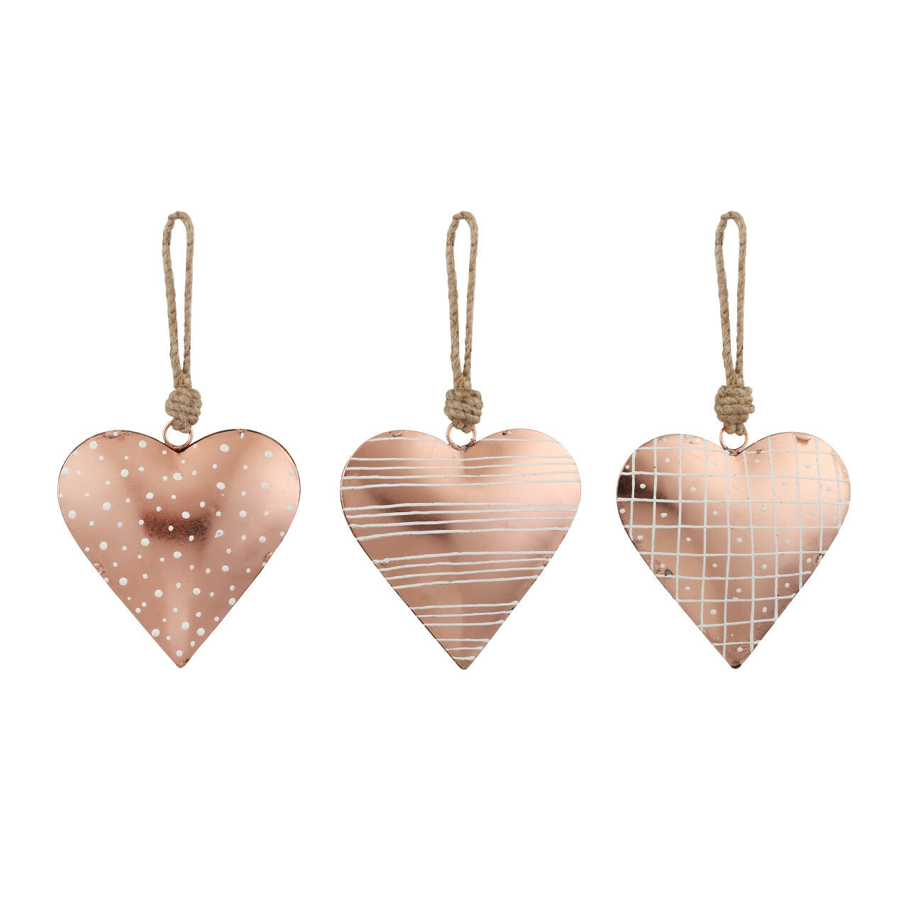 Metal Hearts with Copper Finish Set of 3
