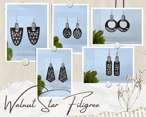 Walnut Star Filigree Earring