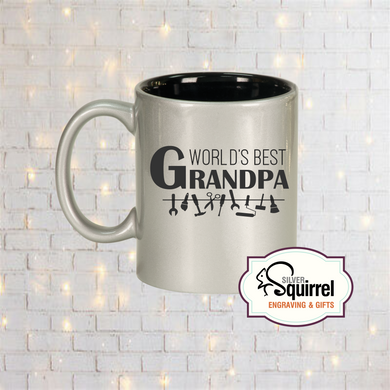 11 oz Round Ceramic Mug {World's Best Grandpa}