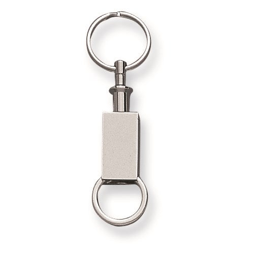 Nickel-Plated Rectangular Double Valet Keychain