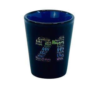 Ceramic Matte Black Shot Glass with Colorful Interior {21st Birthday Word Art}