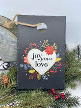 Load image into Gallery viewer, Slate Wall Hanging with String {Joy Peace Love Wreath}