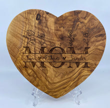 Load image into Gallery viewer, Olive Wood Heart Charcuterie Board