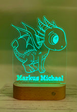 Load image into Gallery viewer, LED Lamp with Beech Wood Oval Base {Dinosaur}