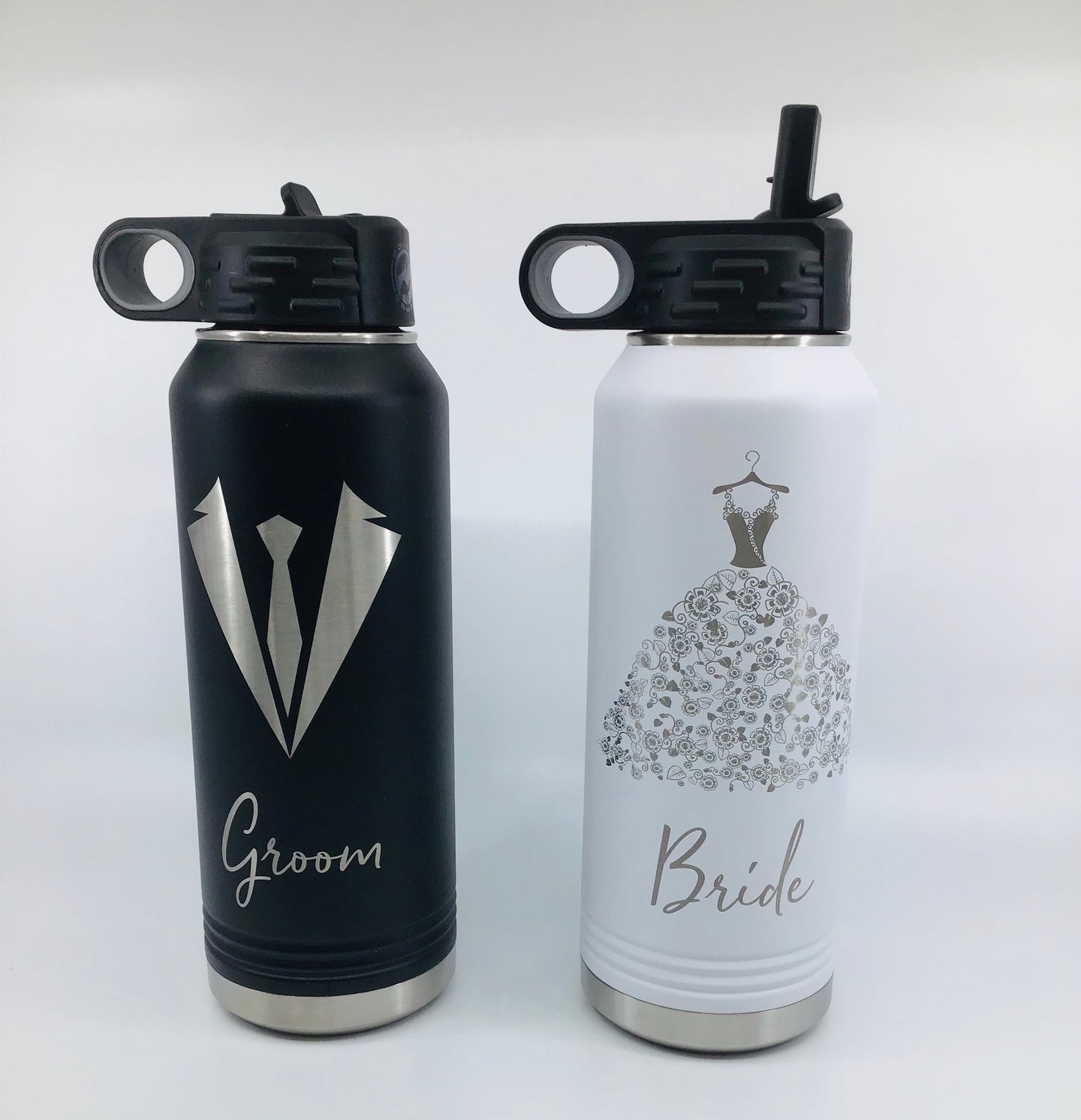 Bride Groom Water Bottle Set