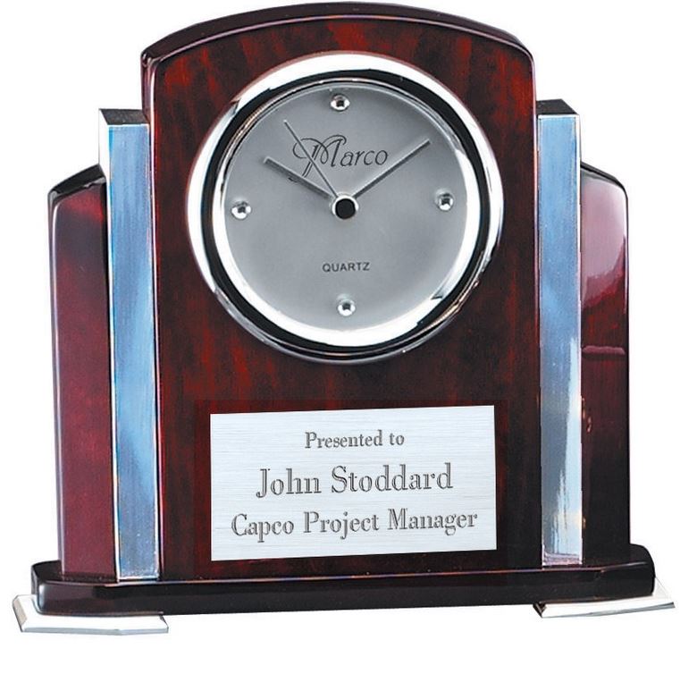 Piano Finish Wood & Aluminum Clock